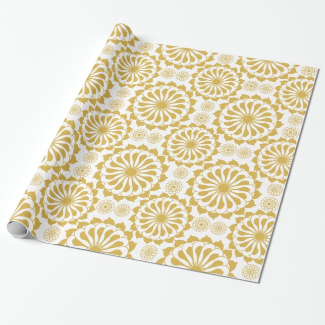 Papier Cadeau Motif doré ornemental sans couture (Déroulé)