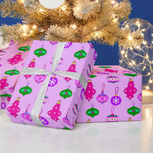 Papier Cadeau Motif d'ornement antique en rose, Turquoise et orc