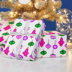 Papier Cadeau Motif d'ornement antique en rose, violet et Turquo