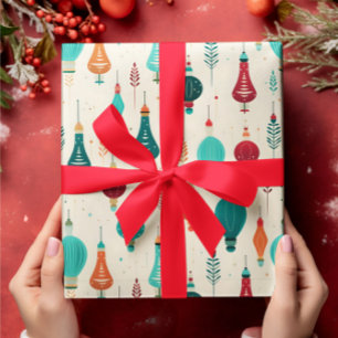 Papier Cadeau Motif d'ornements de Noël rétro