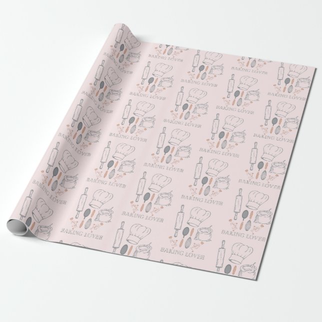 Papier Cadeau motif d'outils de boulangerie  (Déroulé)