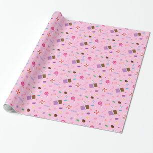 Papier Cadeau Motif doux Girly de sucrerie pour la fille