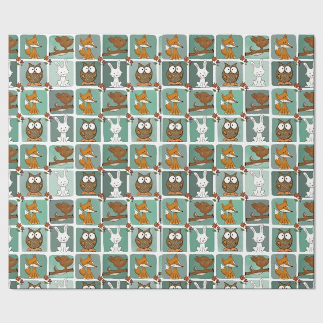 Papier Cadeau Motif du bloc des animaux des bois (Couture)
