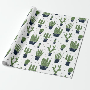Papier Cadeau Motif du désert de cactus foncé rustique