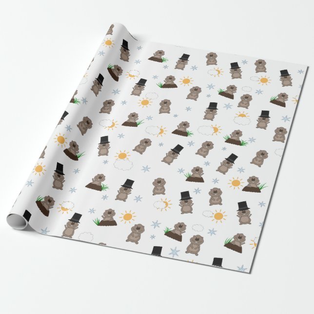 Papier Cadeau Motif du jour de la marmotte (Déroulé)