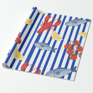 Papier Cadeau Motif du marché de fruits de mer méditerranéen (2)