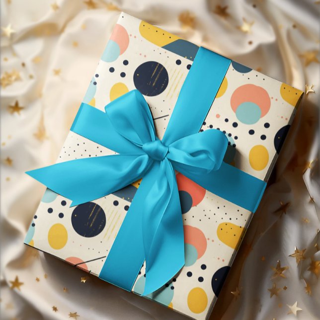 Papier Cadeau Motif du milieu du siècle. Formes Abstraites color (Créateur téléchargé)
