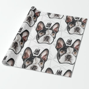 Papier Cadeau Motif du Roi Boston Terrier