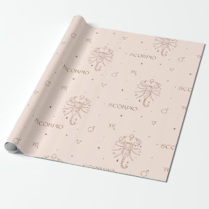 Papier Cadeau Motif du zodiaque Scorpion en marron et bordeaux