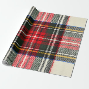 Papier Cadeau Motif écossais tartan. Laine rouge et blanche pla