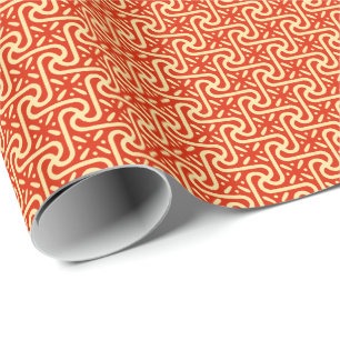 Papier Cadeau Motif égyptien de tuile, orange de corail