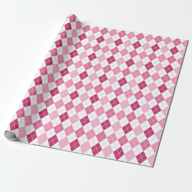Papier Cadeau Motif élégant Argyle : Délice rose et violet (Déroulé)