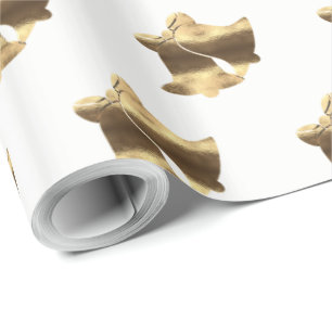 Papier Cadeau Motif élégant de Bells de Noël de regard d'or