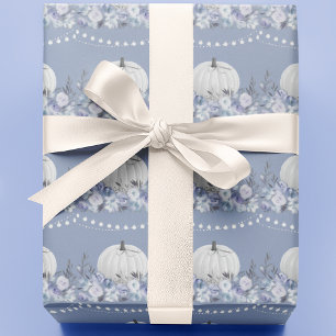 Papier Cadeau Motif élégant de citrouille   Bleu poussiéreux