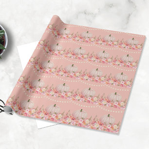 Papier Cadeau Motif élégant de citrouille   Rose tendre