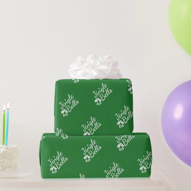 Papier Cadeau Motif élégant de clochettes vertes traditionnelles (Cadeaux de fête)