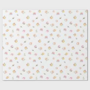 Papier Cadeau Motif élégant de roses pastel rose blush à l'aquar
