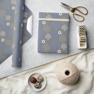 Papier Cadeau Motif élégant de vacances de Hanukkah