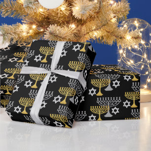 Papier Cadeau Motif élégant de vacances de Hanukkah or