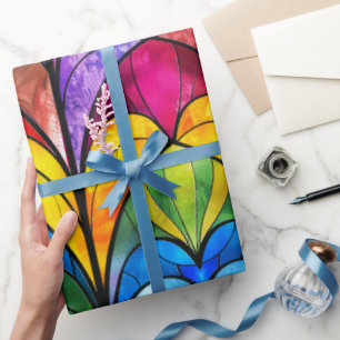 Papier Cadeau Motif élégant de vitrail arc-en-ciel