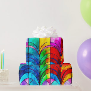 Papier Cadeau Motif élégant de vitrail arc-en-ciel