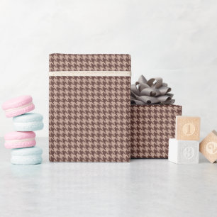 Papier Cadeau Motif élégant marron à carreaux Houndstooth Classi