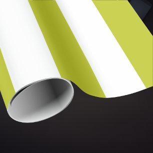 Papier Cadeau Motif élégant rayé chartreuse et blanc