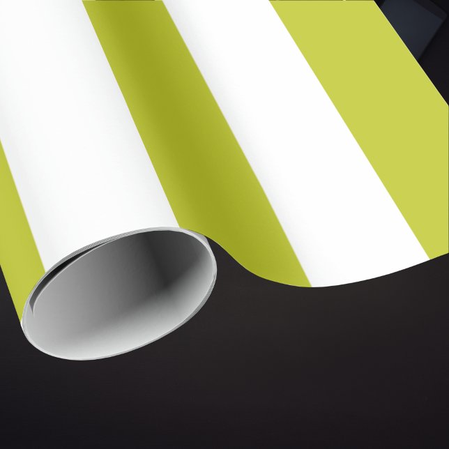 Papier Cadeau Motif élégant rayé chartreuse et blanc (Créateur téléchargé)