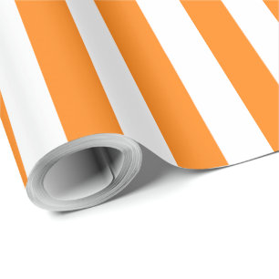 Papier Cadeau Motif élégant rayé orange vif et blanc