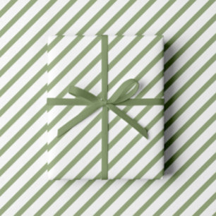 Papier Cadeau Motif élégant Sage Green Stripes