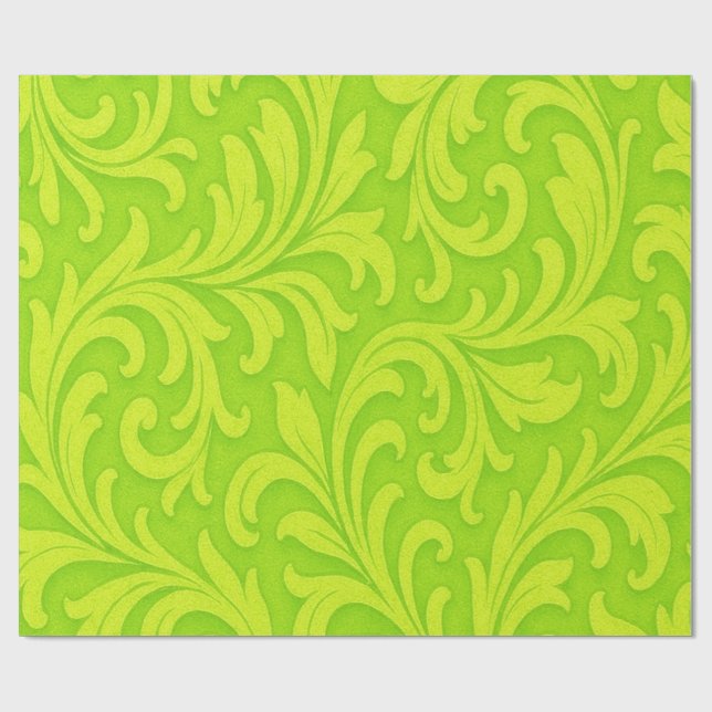 Papier Cadeau motif élégant vert citron (Plat)