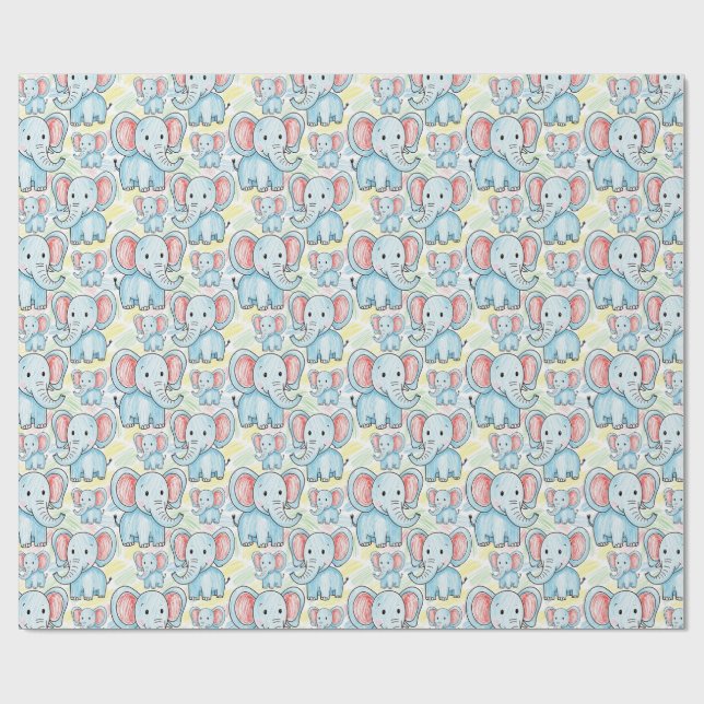 Papier Cadeau motif éléphant (Plat)