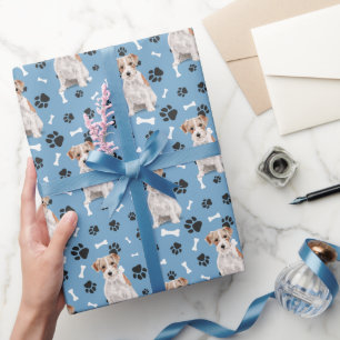 Papier Cadeau Motif Empreinte de Patte de Chien Jack Russell Ter