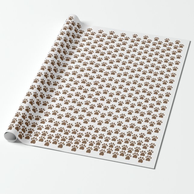 Papier Cadeau Motif Empreinte de Patte Marron - Conception Adora (Déroulé)