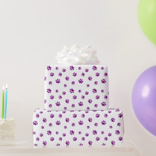 Papier Cadeau Motif Empreinte de patte pourpre
