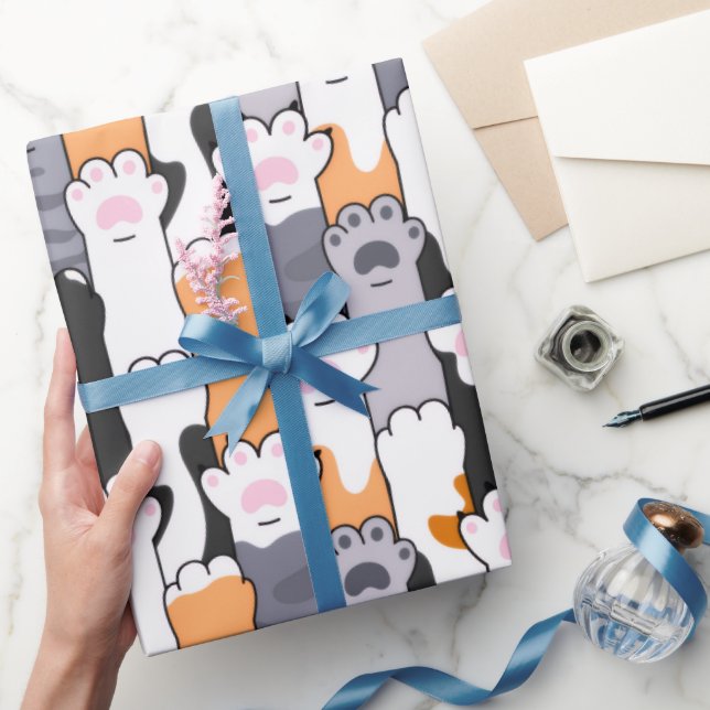 Papier Cadeau Motif Empreintes de Chat (Cadeaux)