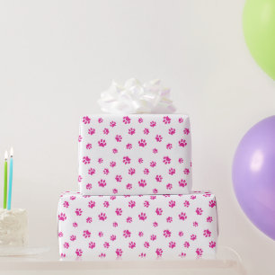 Papier Cadeau Motif Empreintes de Patte Roses