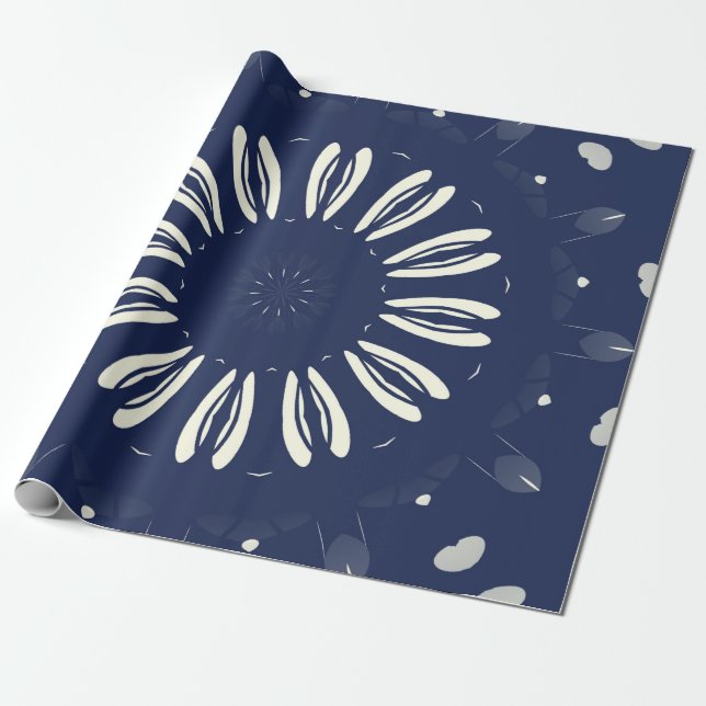 Papier Cadeau Motif en bleu et blanc (Déroulé)