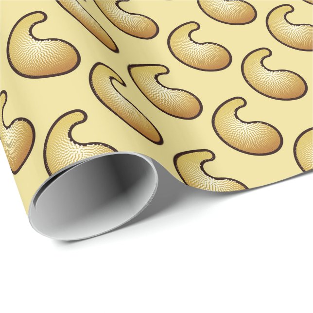 Papier Cadeau Motif en cachemire d'or (Coin rond)