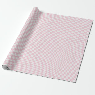 Papier Cadeau Motif en damier rose pastel À damiers Wavy