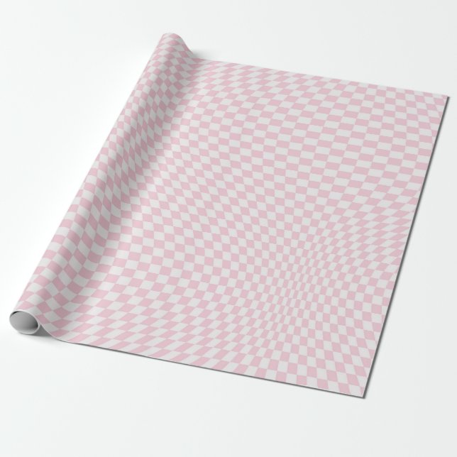 Papier Cadeau Motif en damier rose pastel À damiers Wavy (Déroulé)