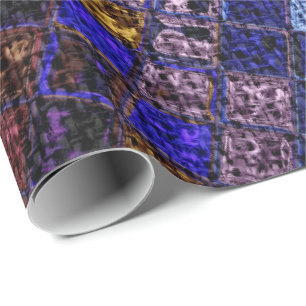 Papier Cadeau Motif en mosaïque colorée Burlap Rustique #17