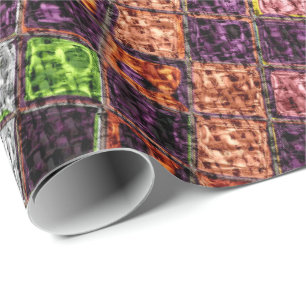 Papier Cadeau Motif en mosaïque colorée Burlap Rustique #4