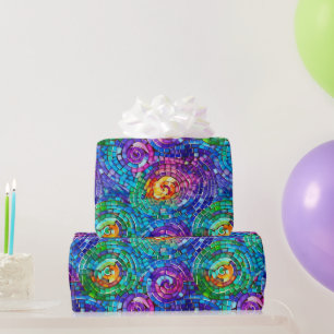 Papier Cadeau Motif en mosaïque de verre ton pastel arc-en-ciel