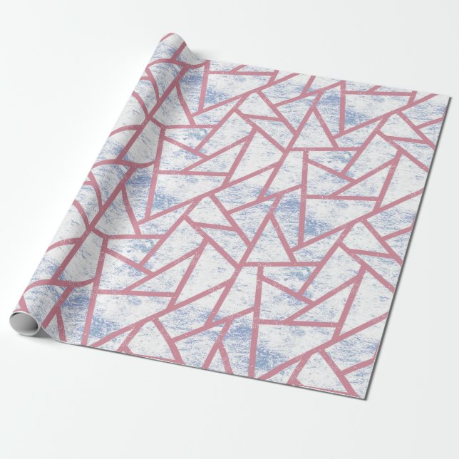 Papier Cadeau Motif en mosaïque rose et bleu (Déroulé)