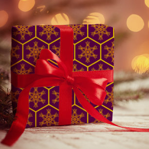 Papier Cadeau Motif en peigne de miel avec fleur royale