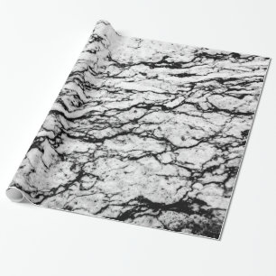 Papier Cadeau Motif en pierre de marbre noir et blanc