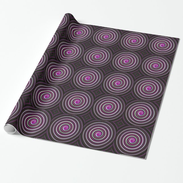 Papier Cadeau Motif en spirale violet papier (Déroulé)
