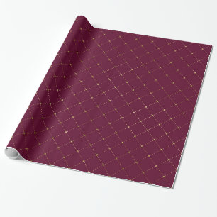 Papier Cadeau Motif en treillis bordeaux et or