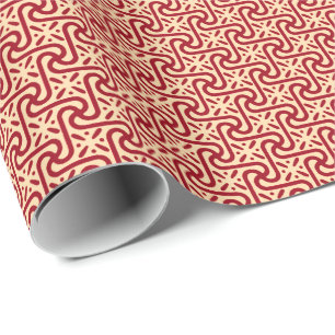 Papier Cadeau Motif en tuiles égyptiennes, marron et pêche
